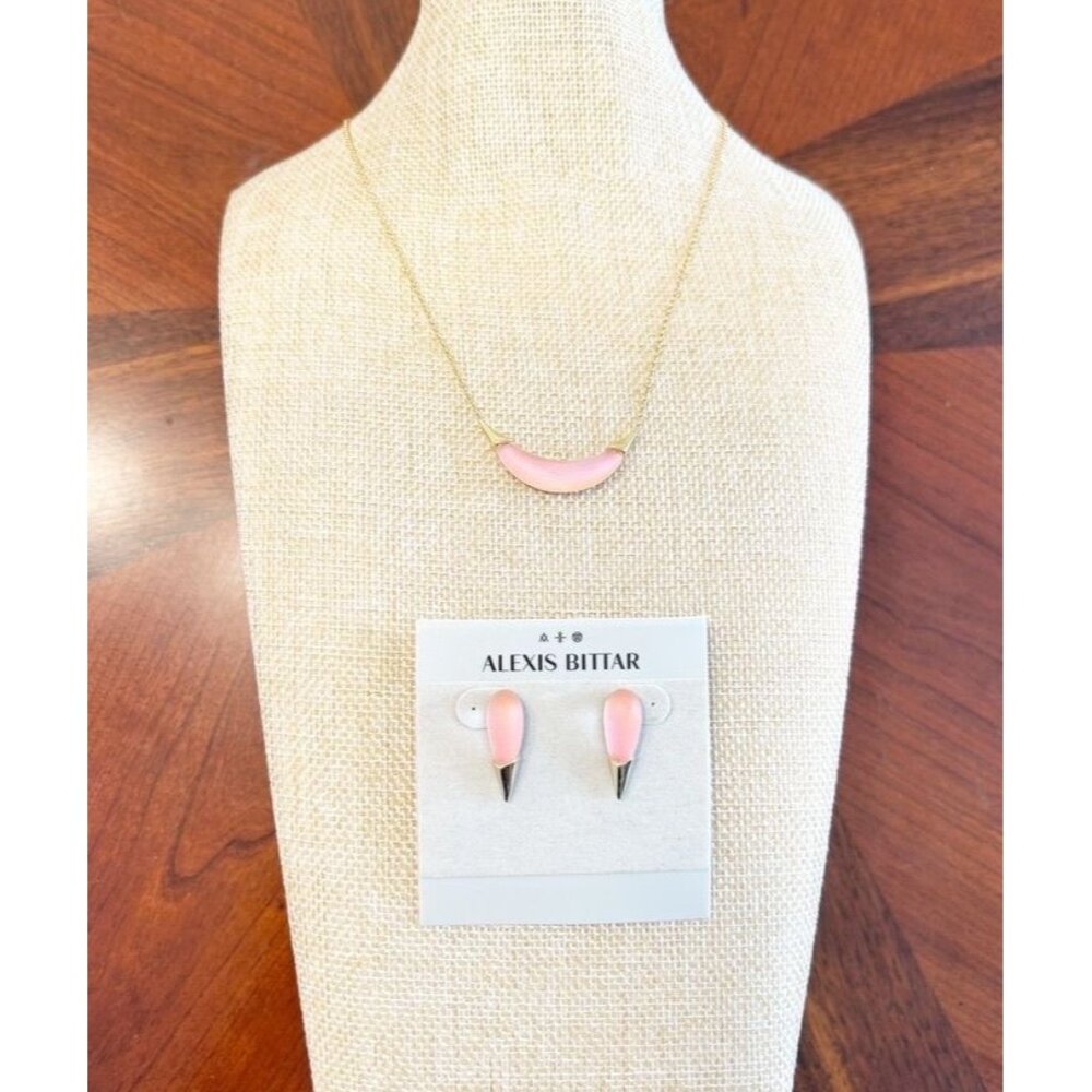 Alexis Bittar Lucite® Crescent Pendant Necklace / Earring Set in Candy Pink